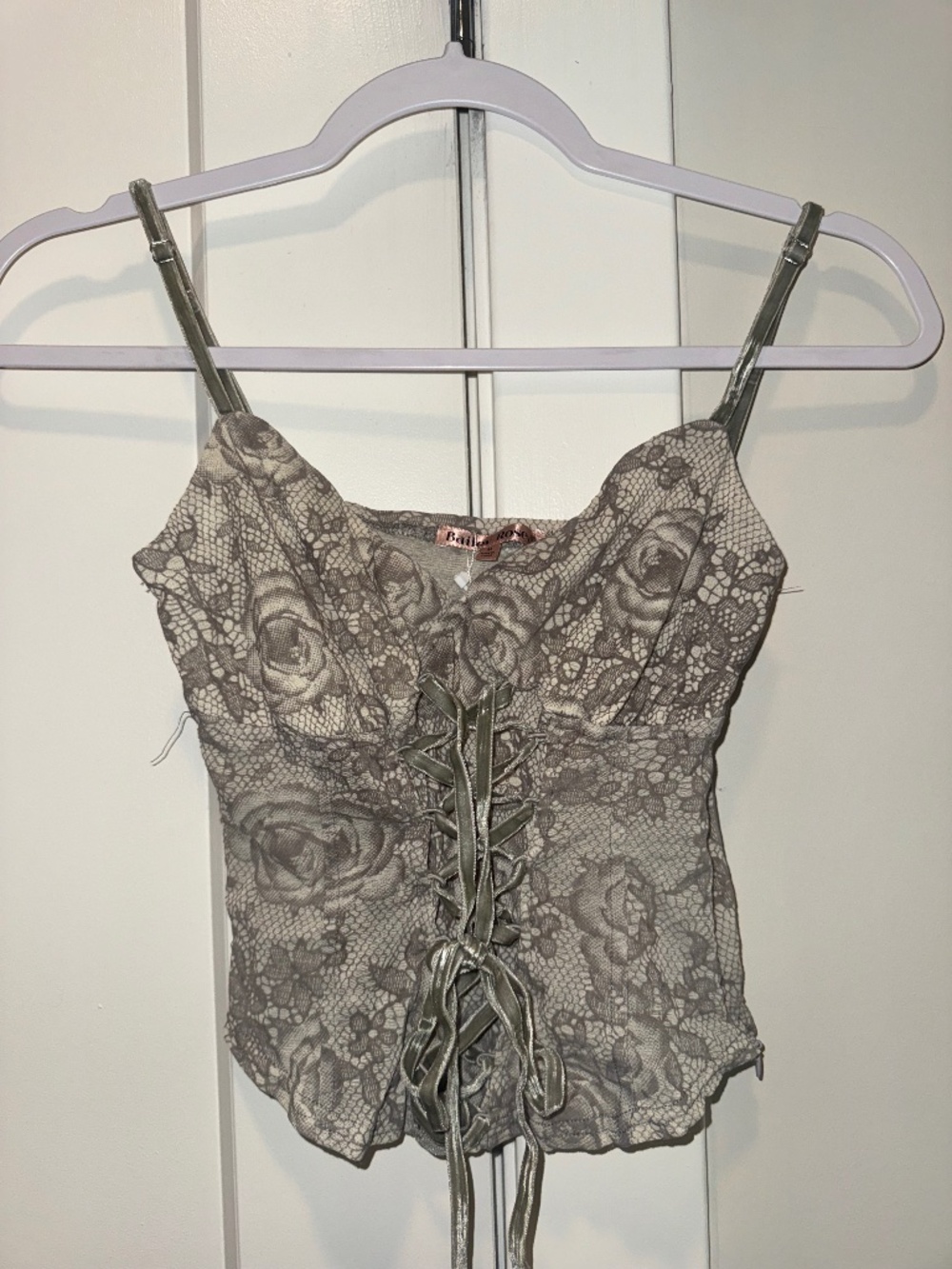 NWT Cropped Corset - grey floral sz M